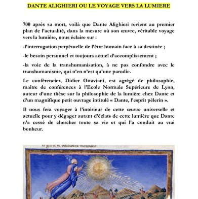 Conférence : Dante ou le voyage vers la lumière