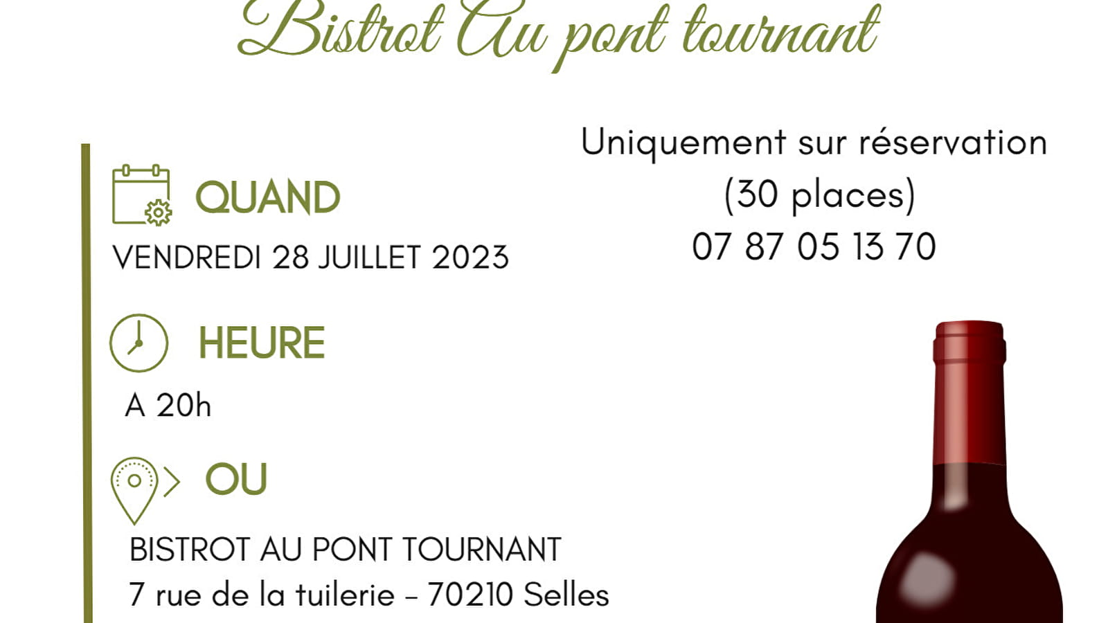 Soirée dégustation au Bistrot du Pont Tournant